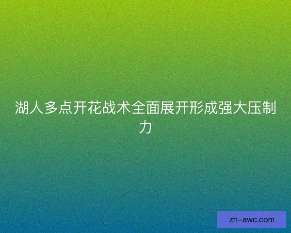 湖人多点开花战术全面展开形成强大压制力
